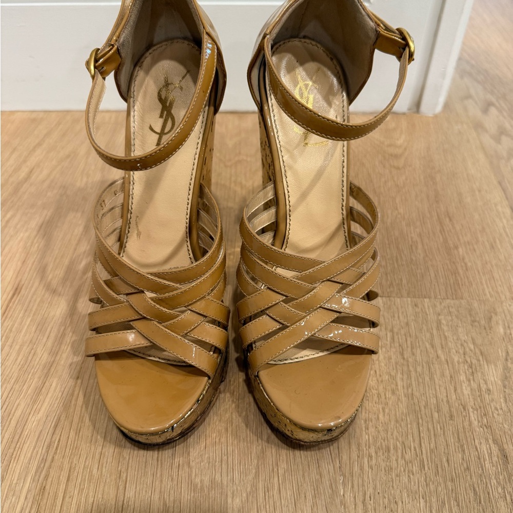 Yves Saint Laurent Women's Tan Strappy platforms